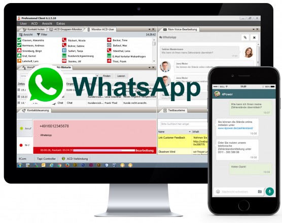 4Com WhatsApp-Connector mit WhatsAppLogo